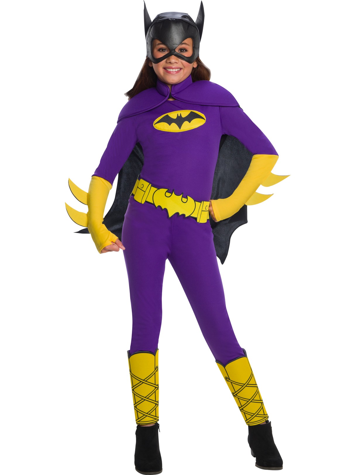 RUBIES II Batgirl Deluxe Costume for Girls with Jumpsuit and Cape, Ages 4-6, Size Small